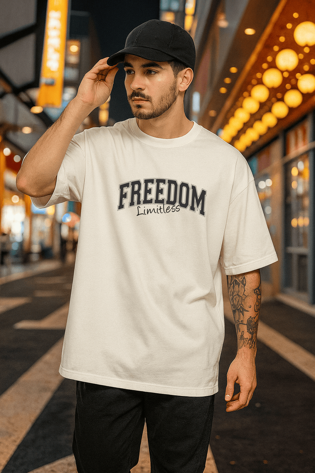 Camiseta Oversized Masculina | Estampa - Freedom Limitles