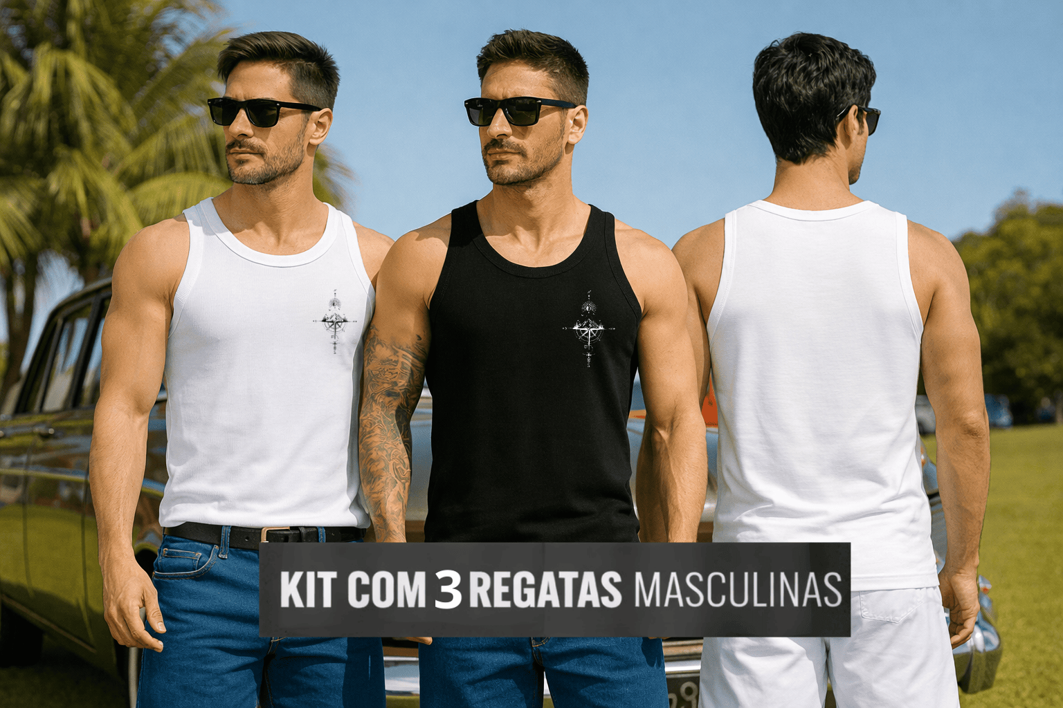 Kit com 3 Regatas Masculinas - Urban Essence