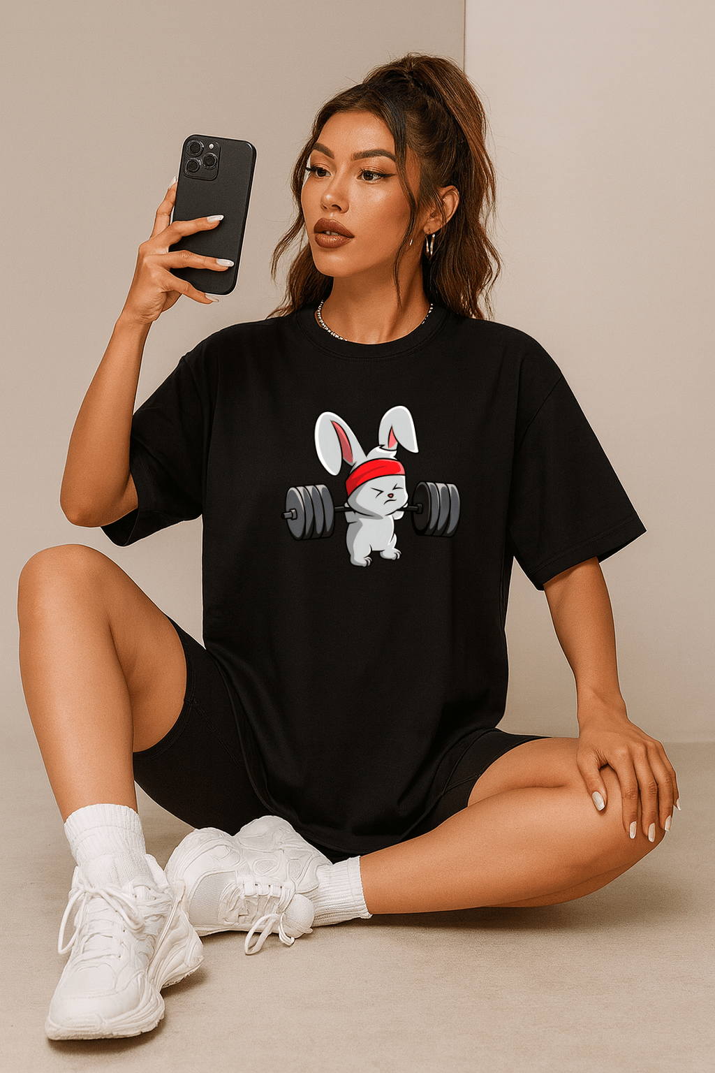 Camiseta Oversized Feminina Bunny Strong