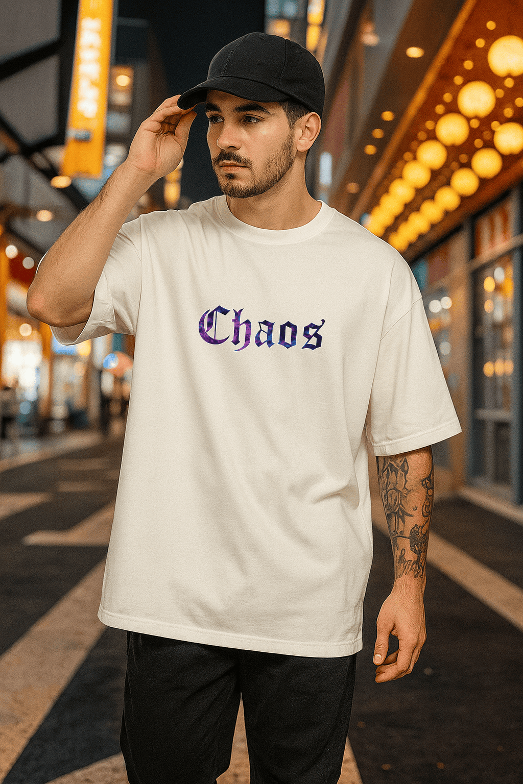 Camiseta Oversized Masculina | Estampa - Chaos