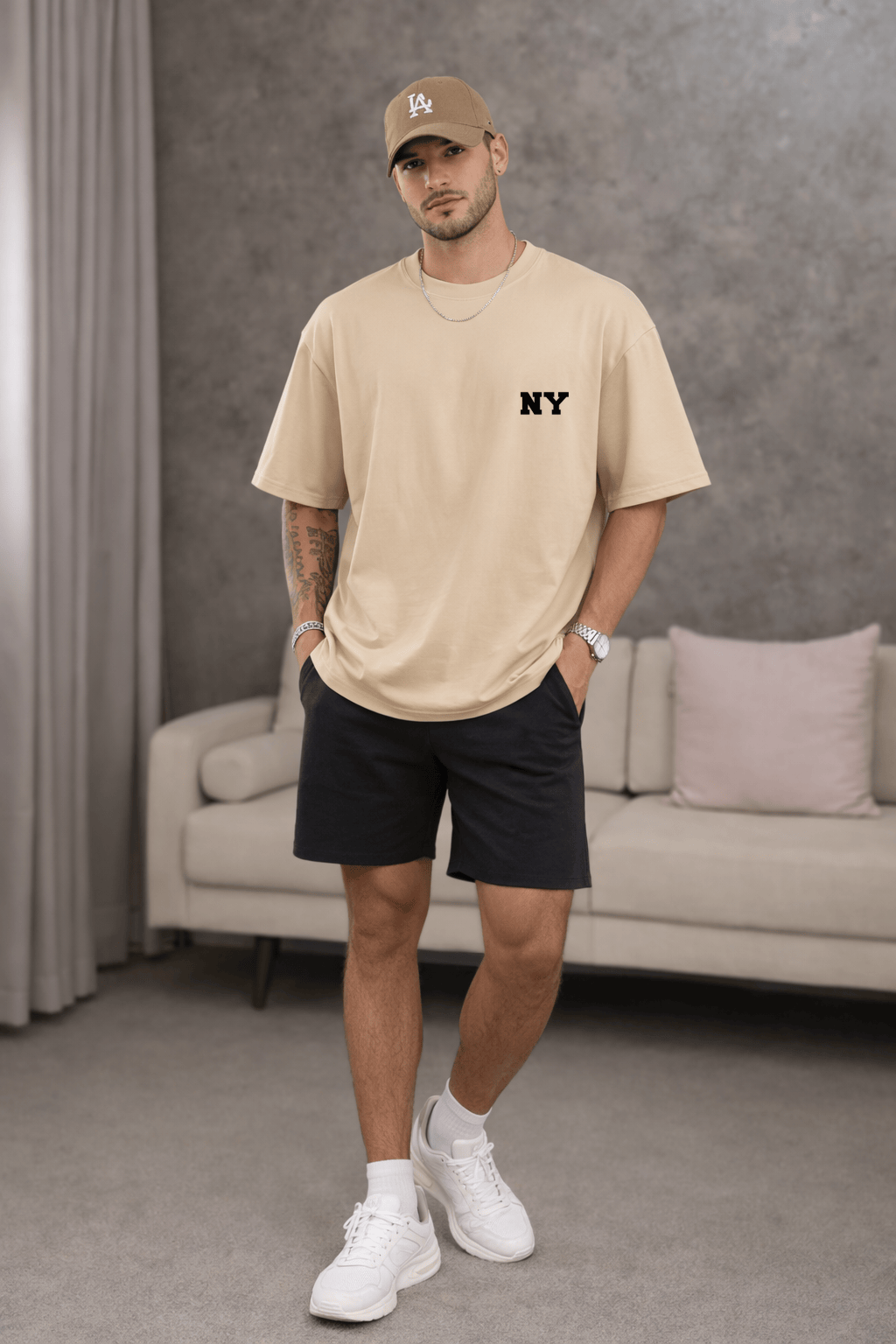 Camiseta Oversized Masculina | Estampa - NY