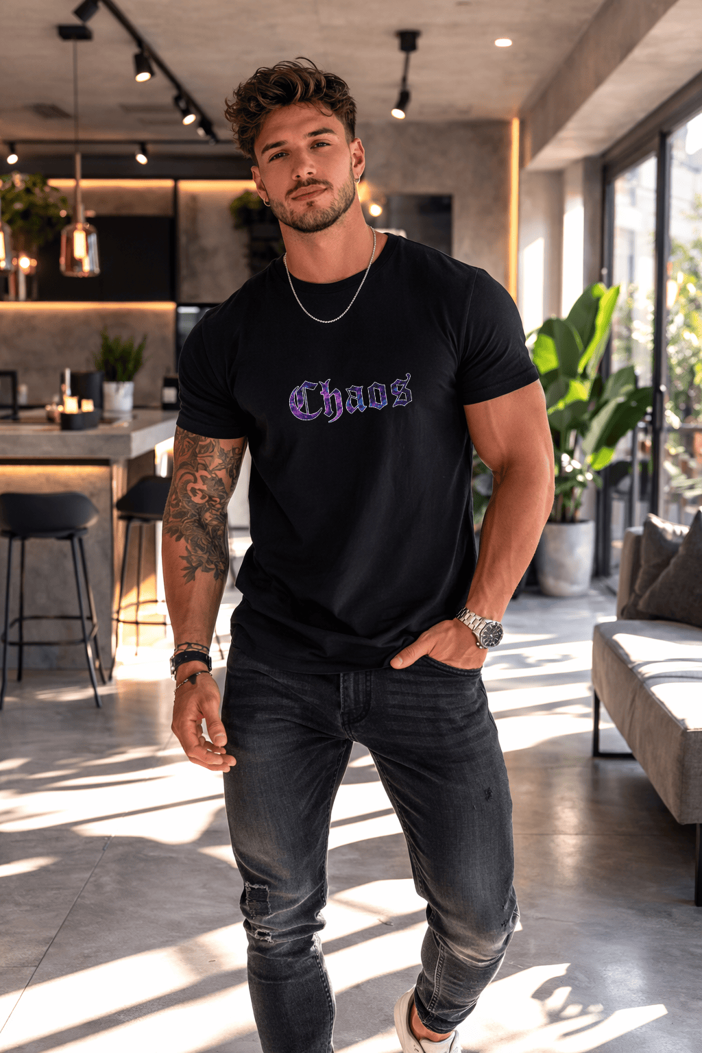 Camiseta Masculina Premium Manga Curta Tradicional  | Estampa - Chaos