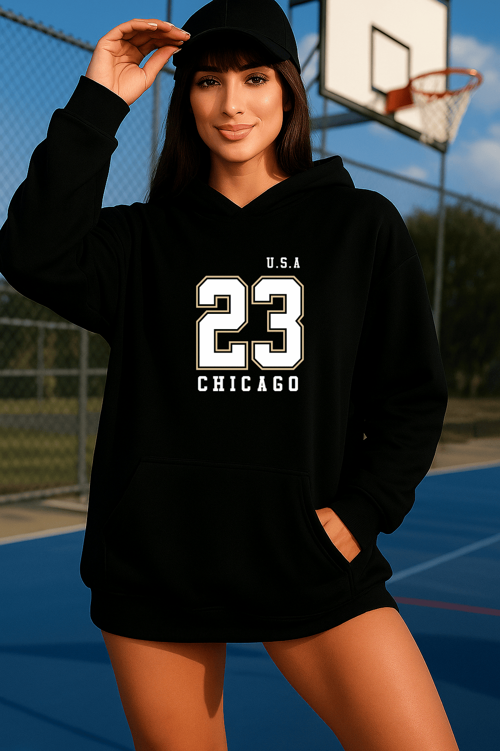 Moletom Feminino Canguru - U.S.A 23 Chicago