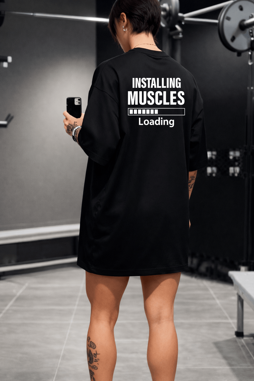Camiseta Oversized Feminina -  Installing Muscles - As mais Vendidas