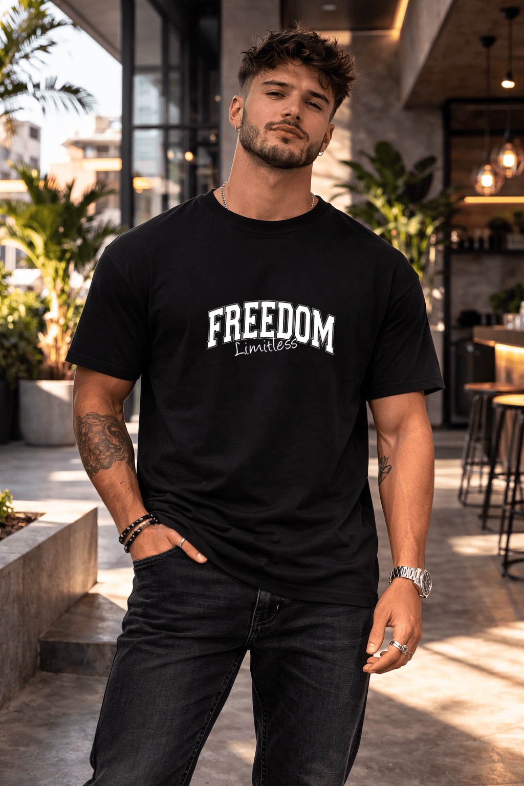 Camiseta Masculina Premium Manga Curta Tradicional | Estampa - Freedom Limitles