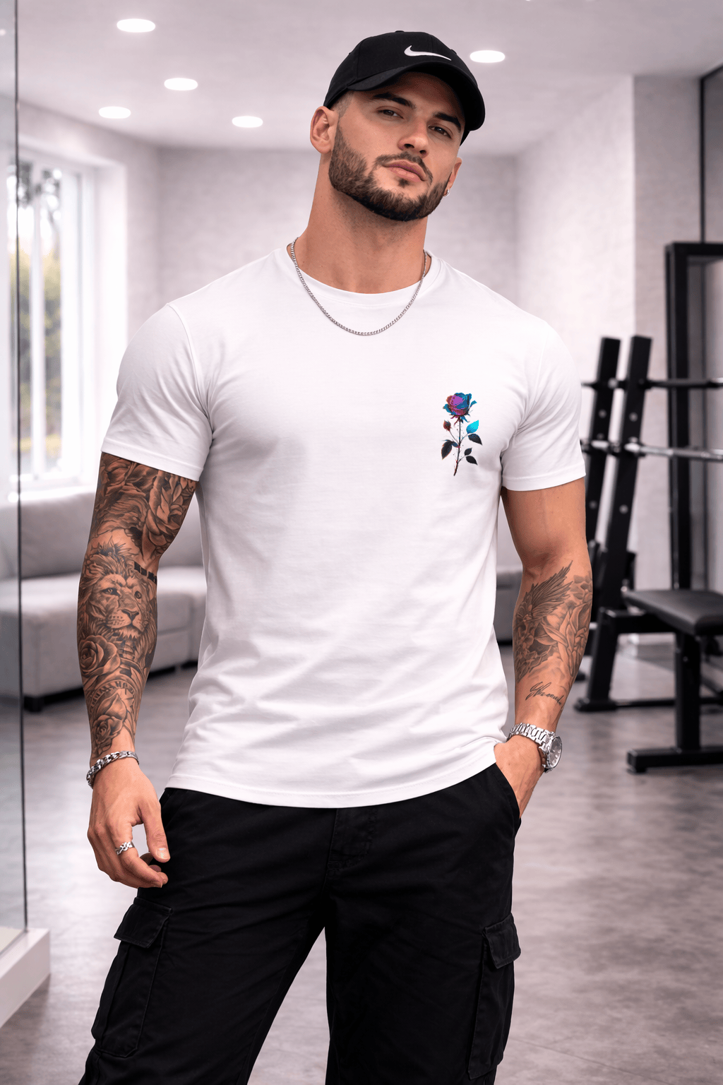 Camiseta Masculina Premium Manga Curta Tradicional - Rose Blue