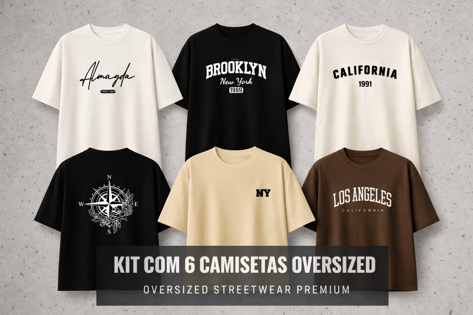 Kit Masculino Oversized – 6 Camisetas Essenciais Urbanas - Mais Vendidas