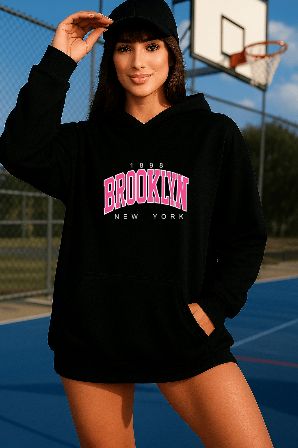 Moletom Feminino Canguru - Estampa Versátil  Brooklyn Rosa