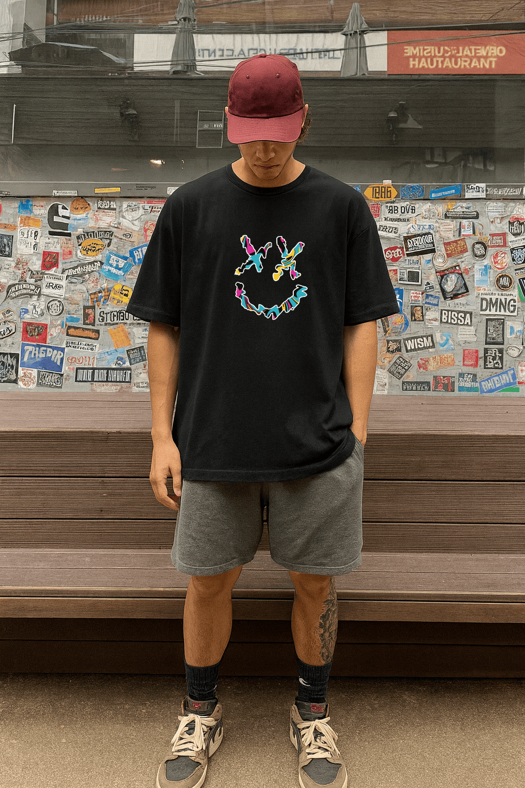 Camiseta Oversized Masculina | Estampa - Smiley