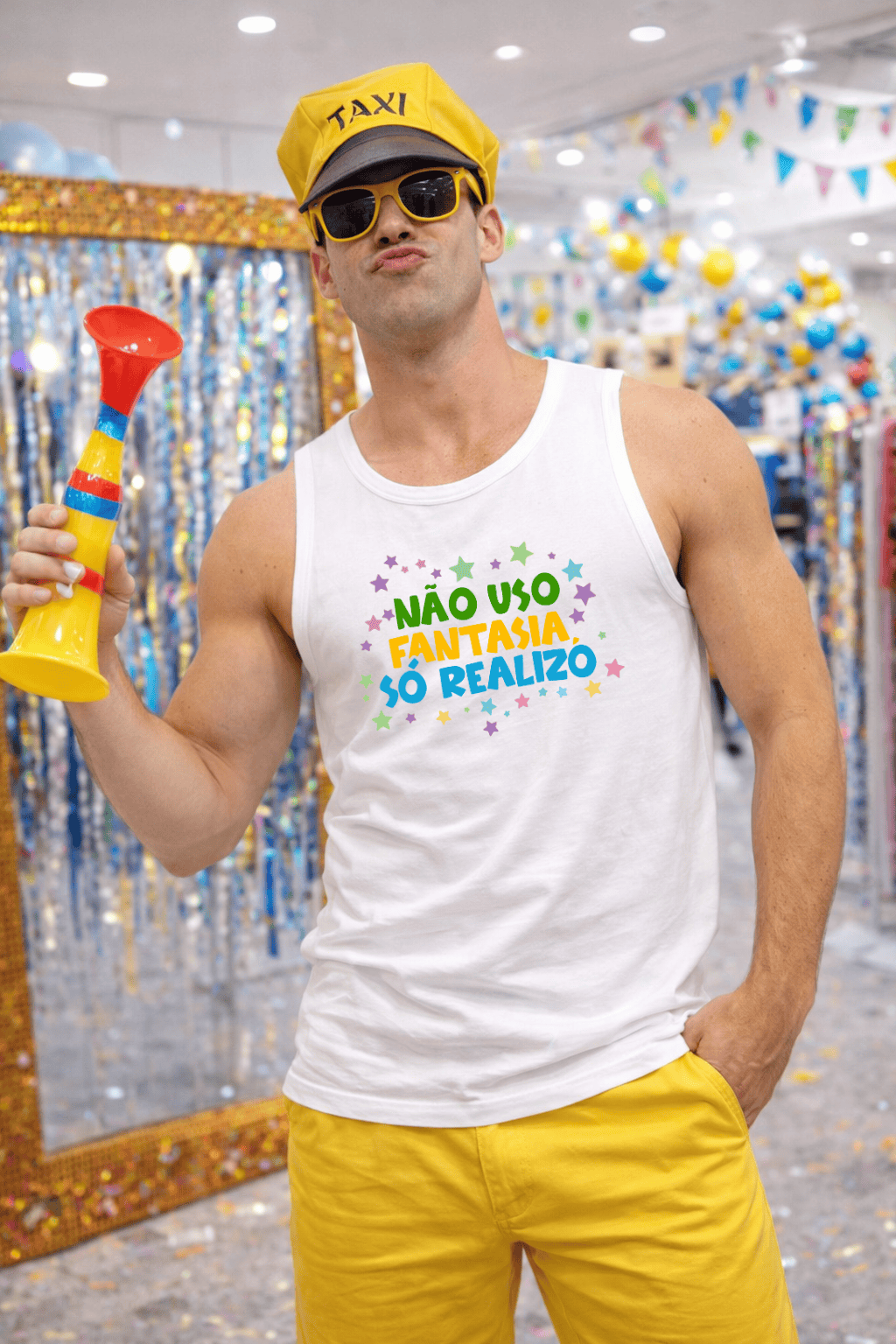 Camiseta Regata Masculina - “Não Uso Fantasia, Só Realizo” | Premium