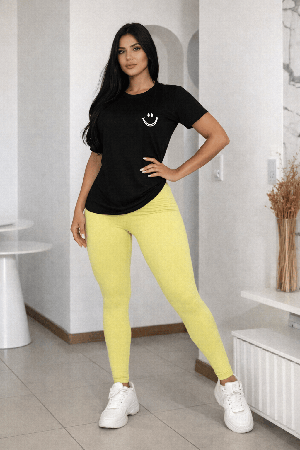 Camiseta Feminina Premium Manga Curta Tradicional  - Sorrisinho Minimalista