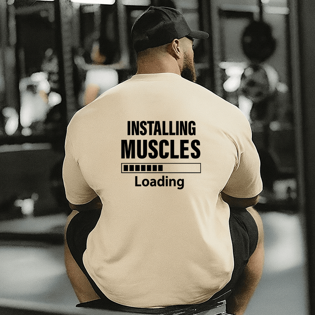 Camiseta Masculina | Estampa - Installing Muscles Preto