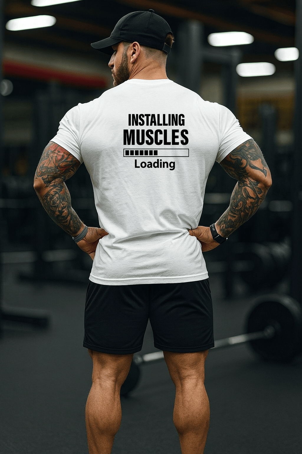 Camiseta Masculina | Estampa - Installing Muscles Preto
