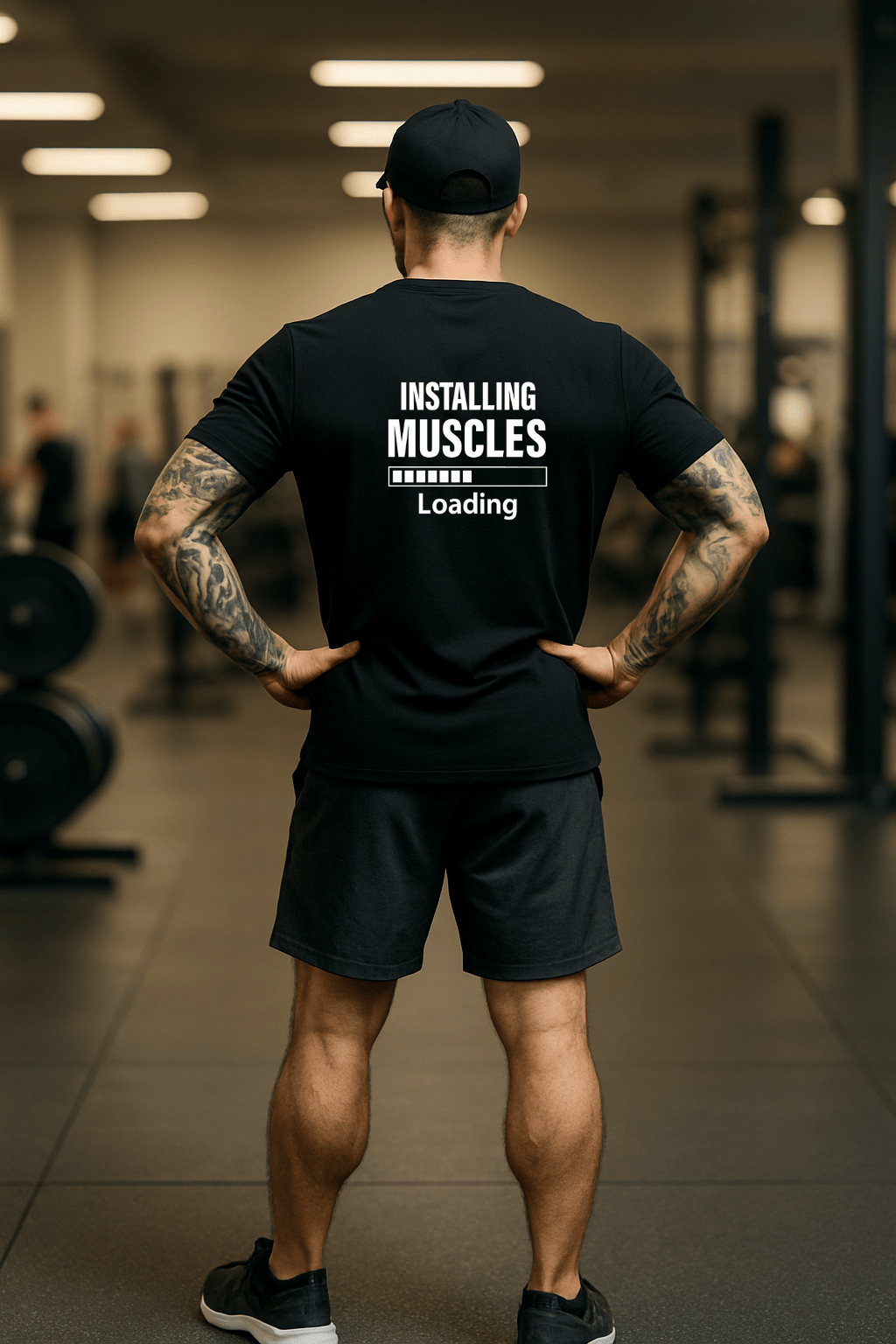 Camiseta Masculina | Estampa - Installing Muscles Preto