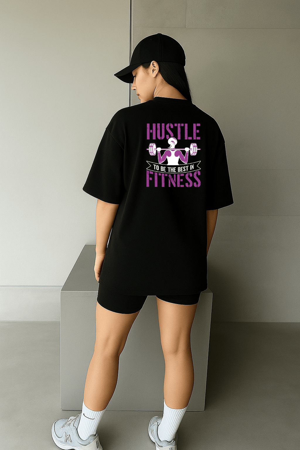 Camiseta Oversized Feminina | Hustle to Be the Best in Fitness