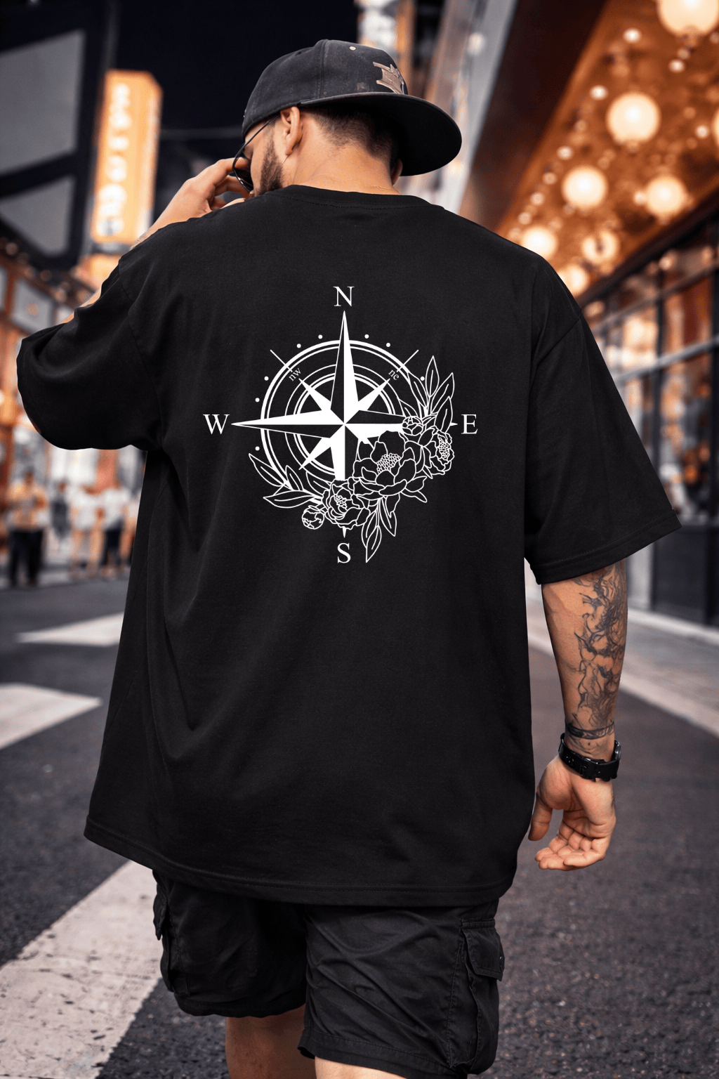 Camiseta Oversized Masculina | Estampa - Rosa dos Ventos