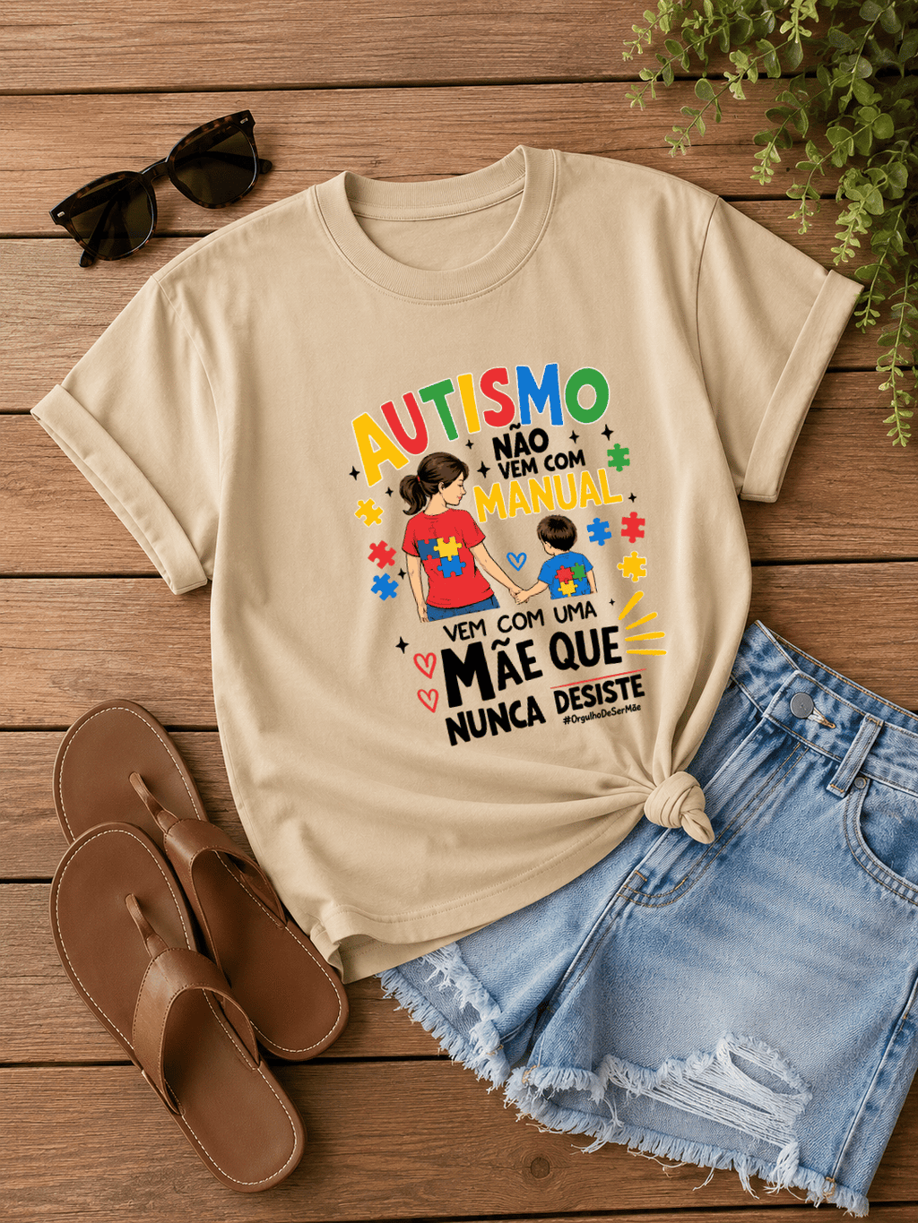 Camiseta Feminina Tradicional Manga Curta Almayda - Autismo Não Vem com Manual