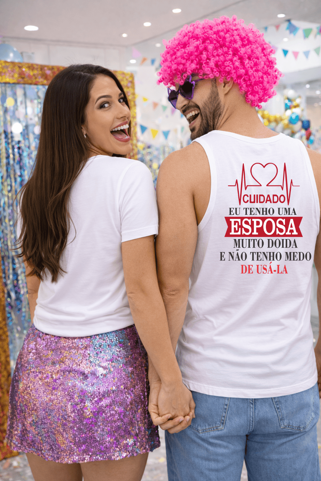 Camiseta Regata Masculina - “Tenho Uma Esposa Muito Doida” | Carnaval | Conforto Premium