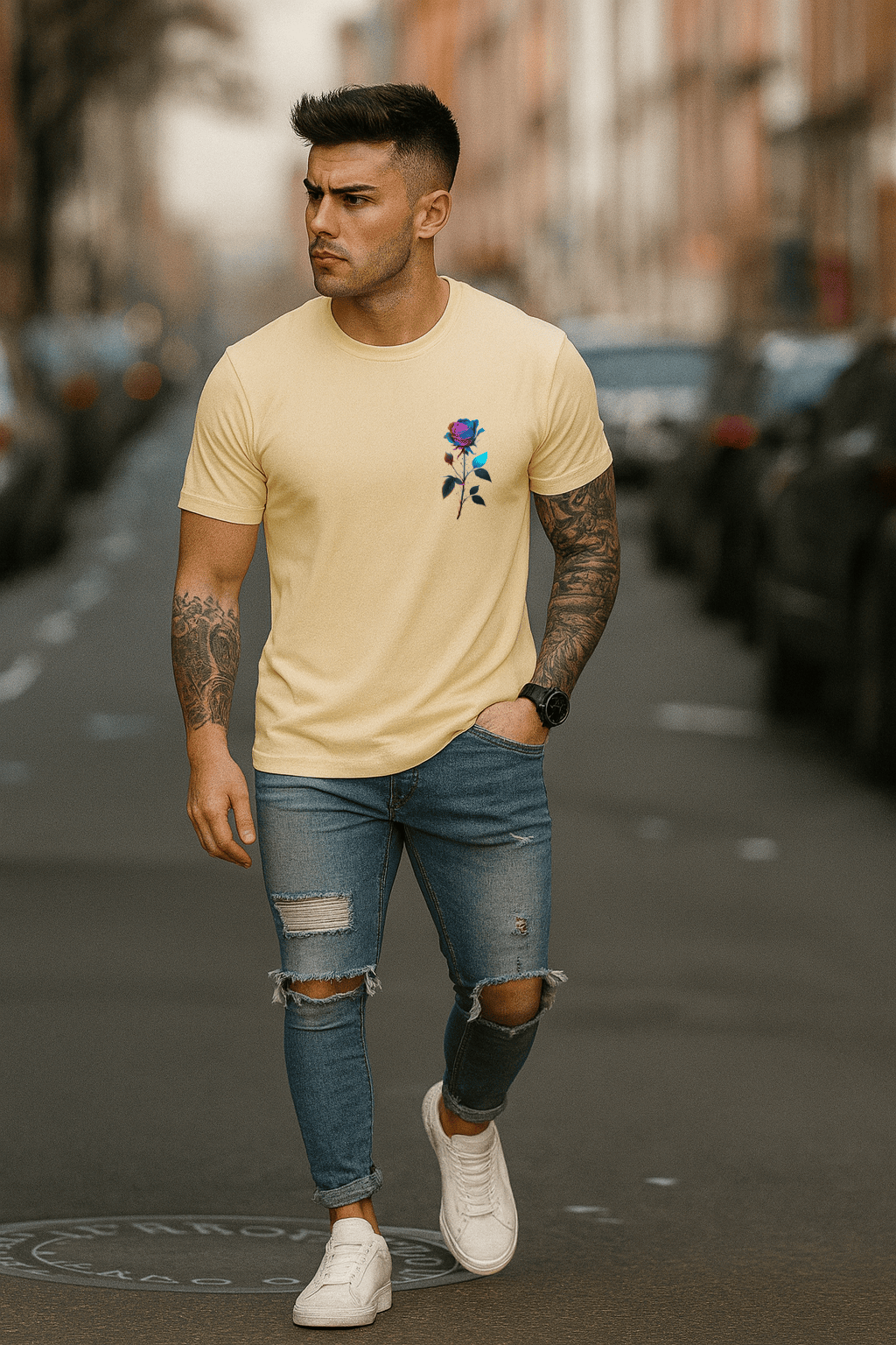 Camiseta Masculina | Estampa Rose Blue