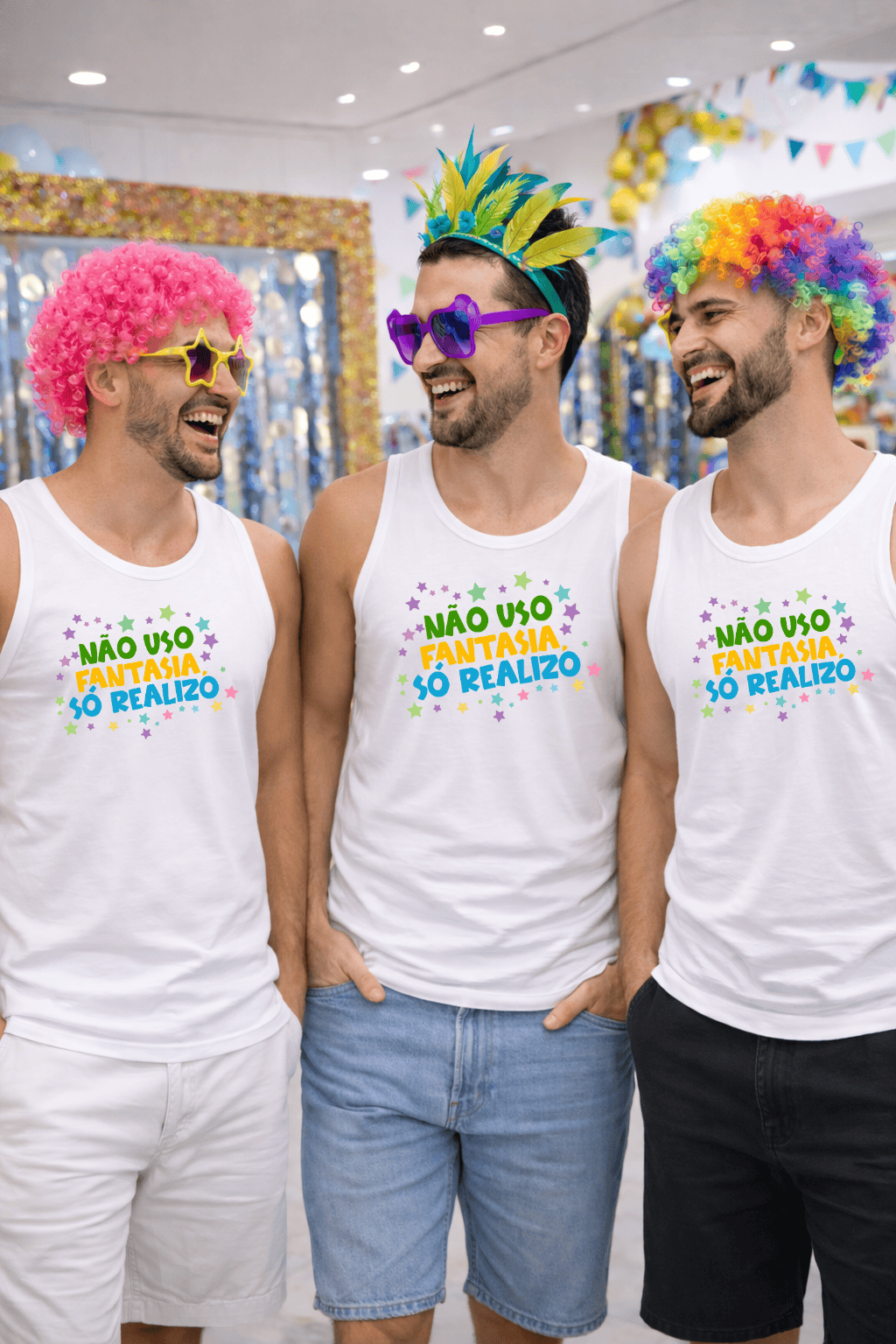 Camiseta Regata Masculina - “Não Uso Fantasia, Só Realizo” | Premium