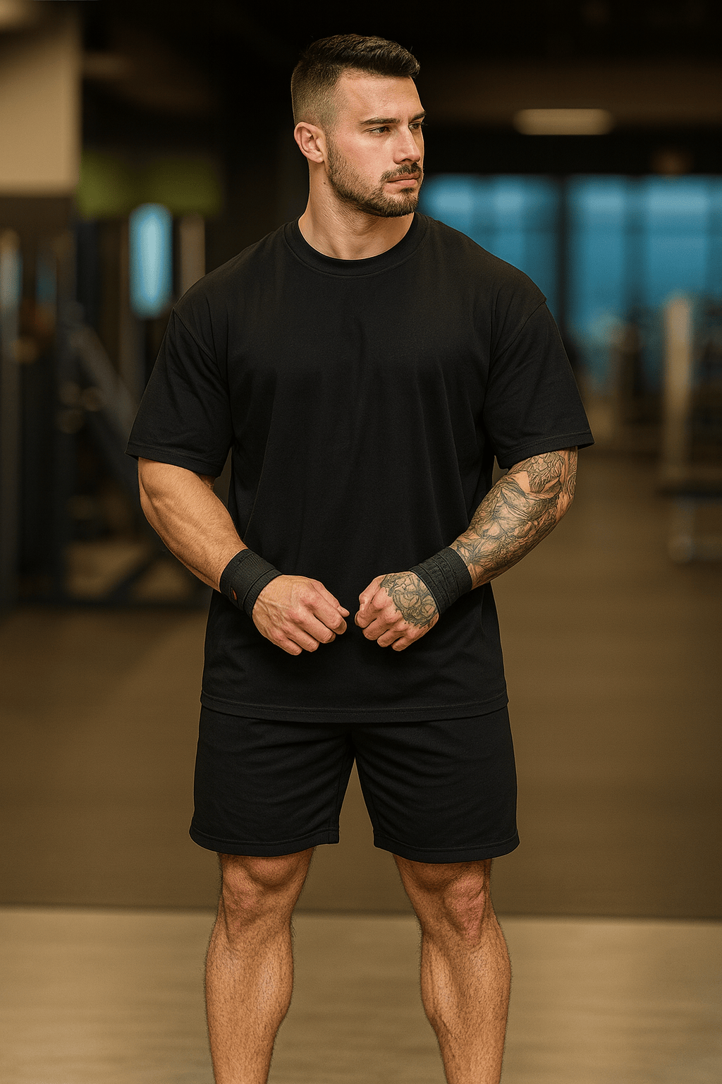 Camiseta Oversized Masculina | Estampa Instaling Muscles Amarelo