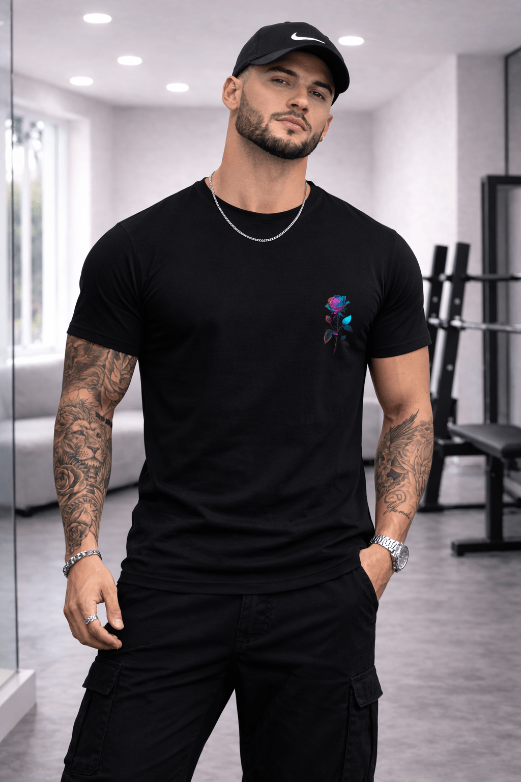 Camiseta Masculina Premium Manga Curta Tradicional - Rose Blue
