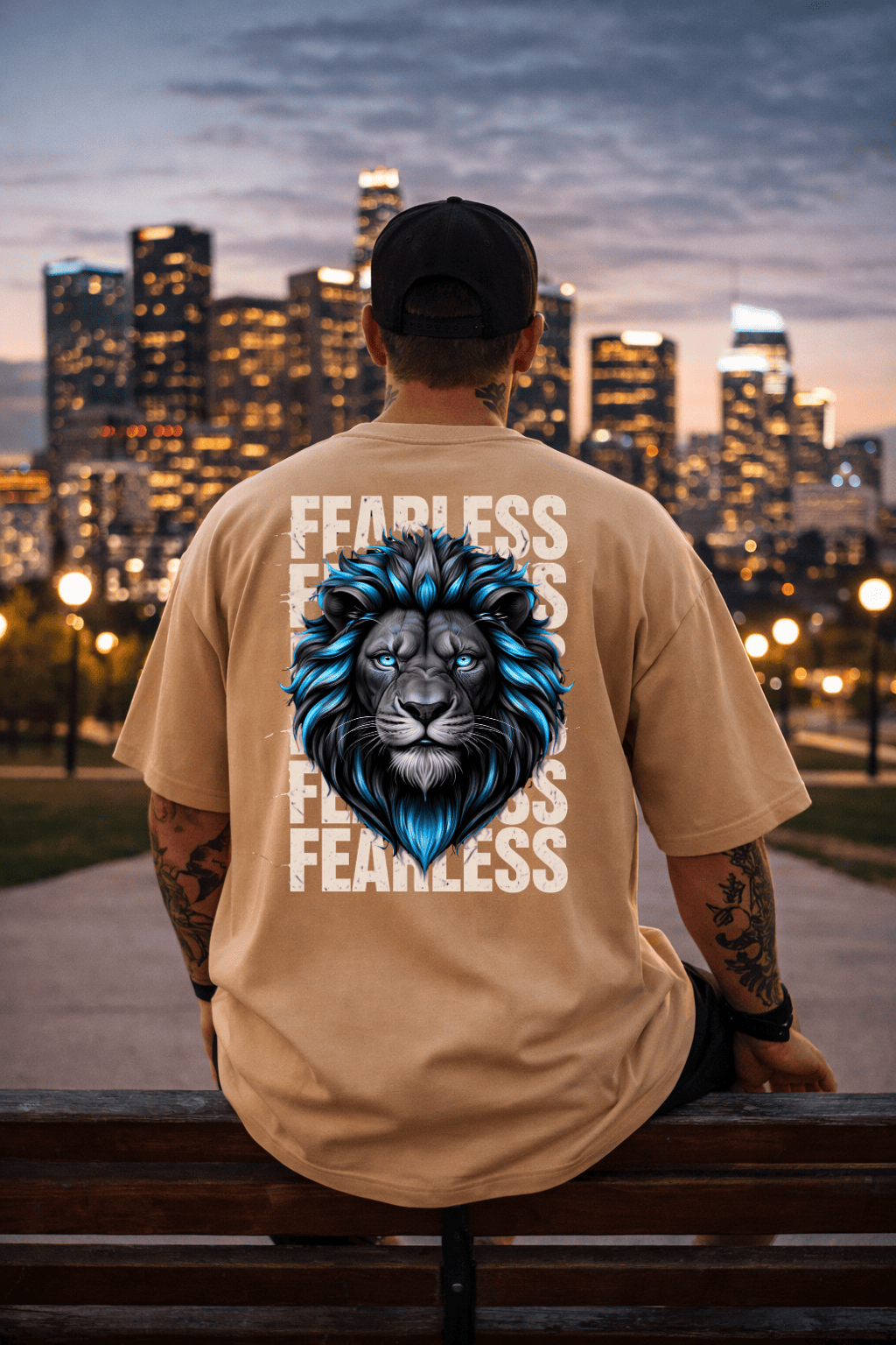 Lançamento | Camiseta Oversized Masculina Fearless Lion | Premium | Streetwear Casual
