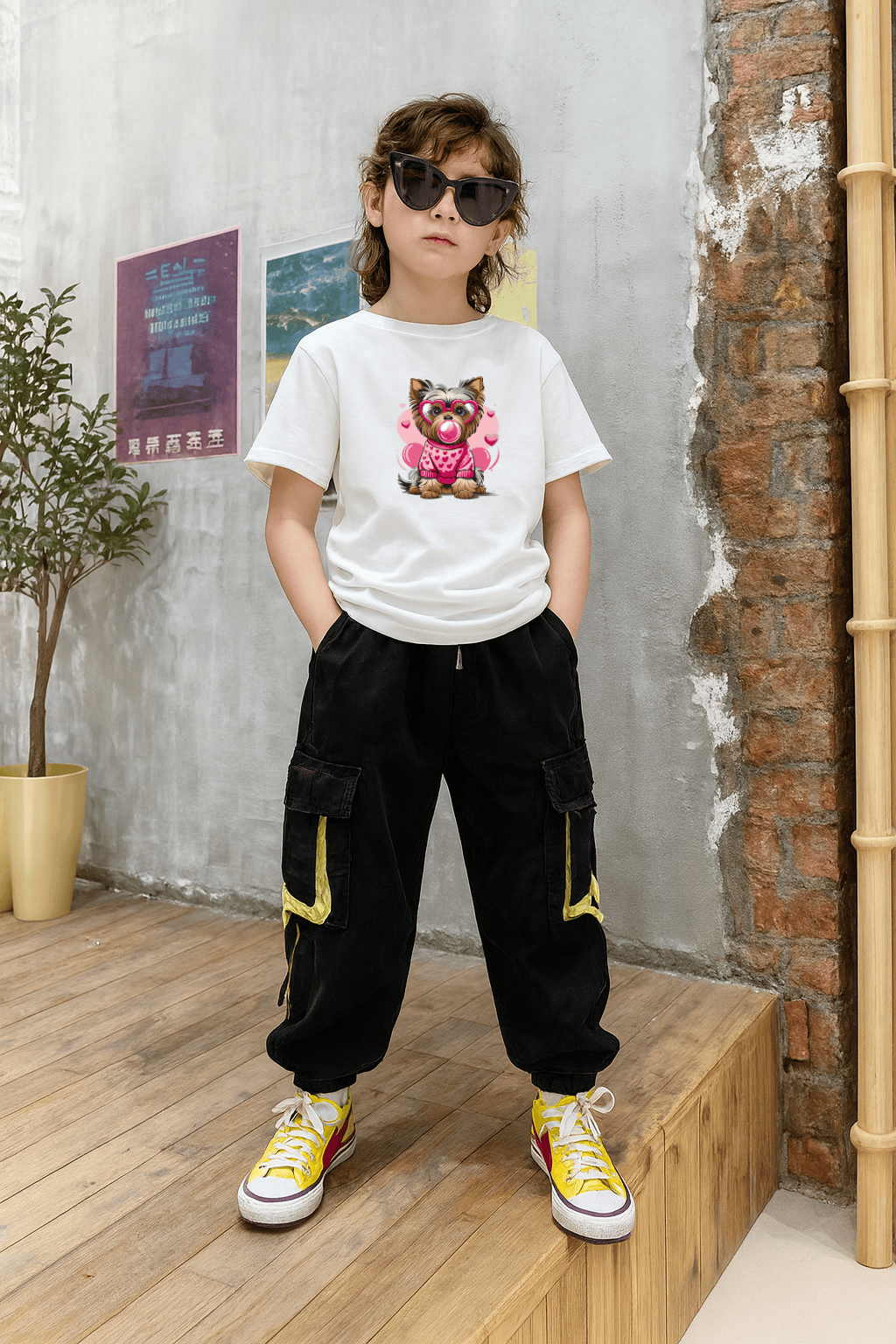 Camiseta Infantil Feminina - Puppy Pop Girl