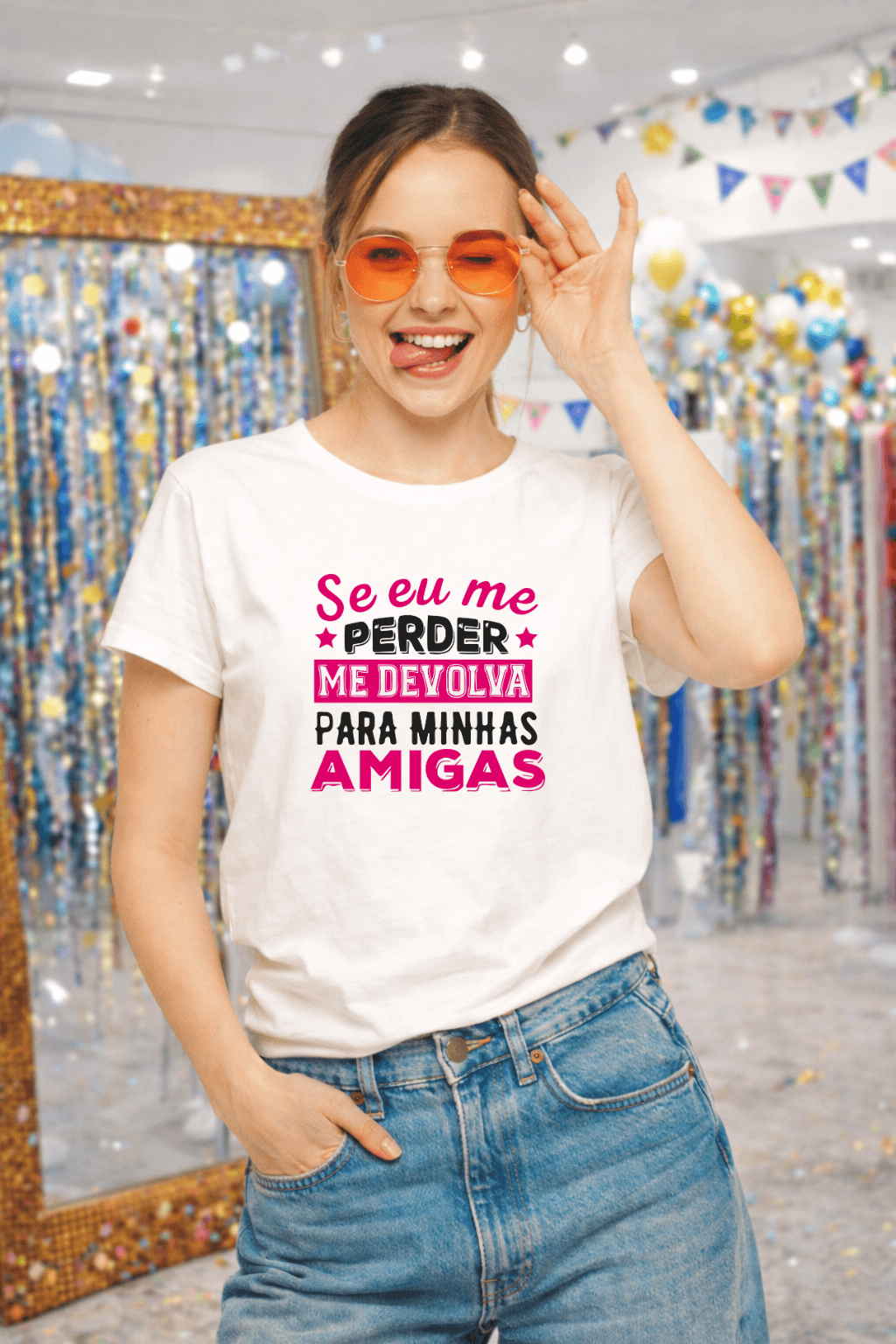 Camiseta Premium Manga Curta Tradicional  Carnaval “Se Eu Me Perder” | Amigas