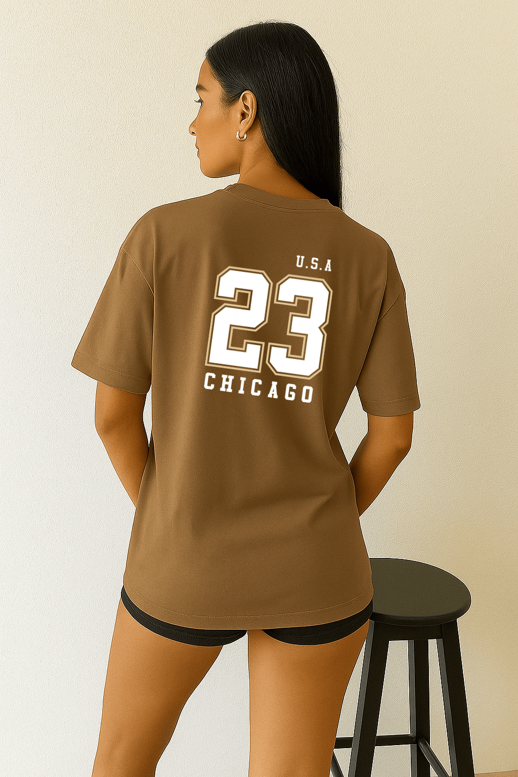 Camiseta Oversized Feminina -  U.S.A 23 Chicago | Estampa nas Costas