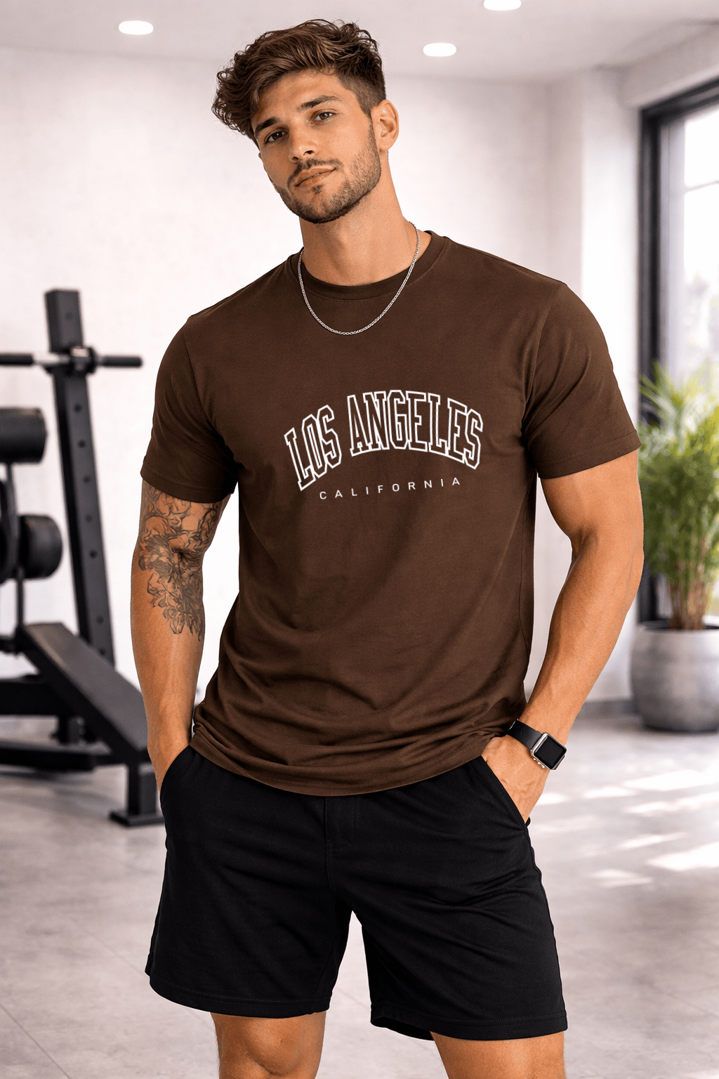 Camiseta Masculina Premium Manga Curta Tradicional  - Los Angeles California