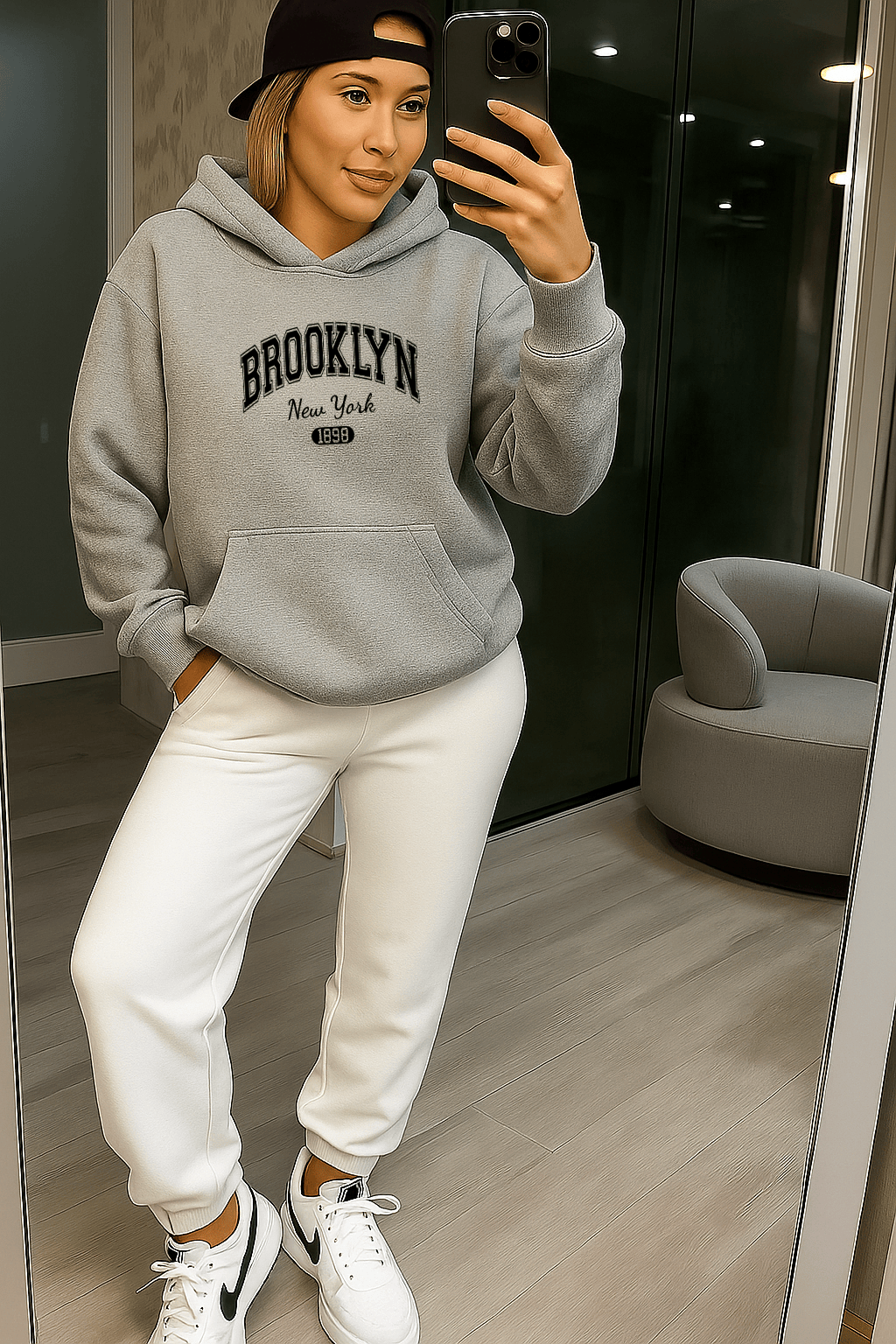 Moletom Feminino Canguru - Brooklyn New York