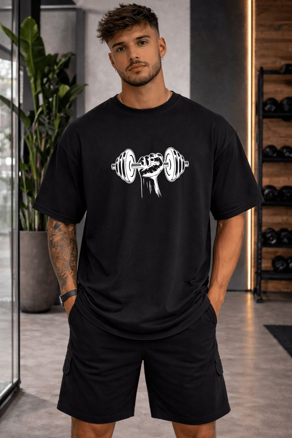 Camiseta Oversized Masculina | Estampa - Halteres