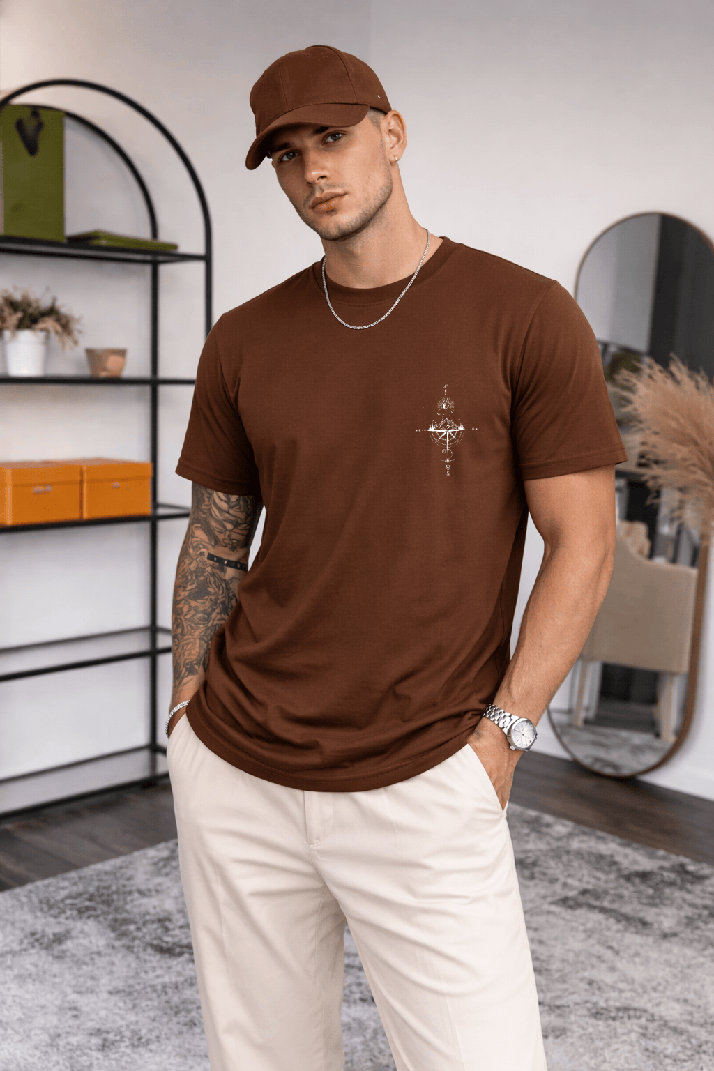 Camiseta Masculina Premium Manga Curta Tradicional  - Rosa dos Ventos