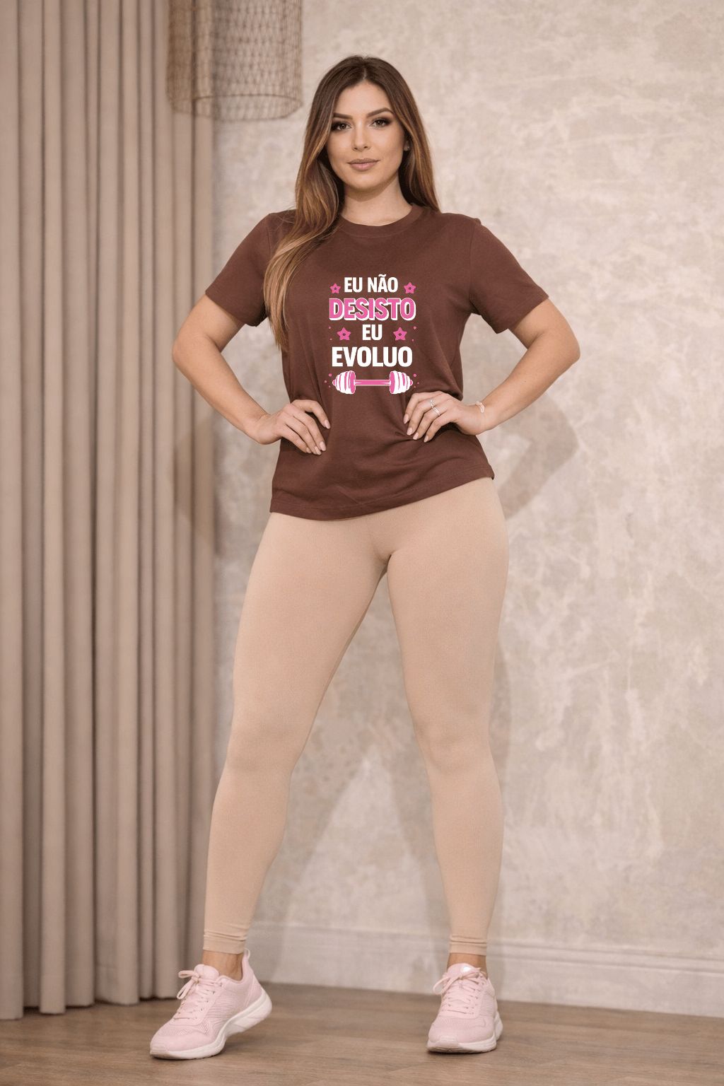 Camiseta Feminina Tradicional Manga Curta Almayda - Eu Não Desisto, Eu Evoluo