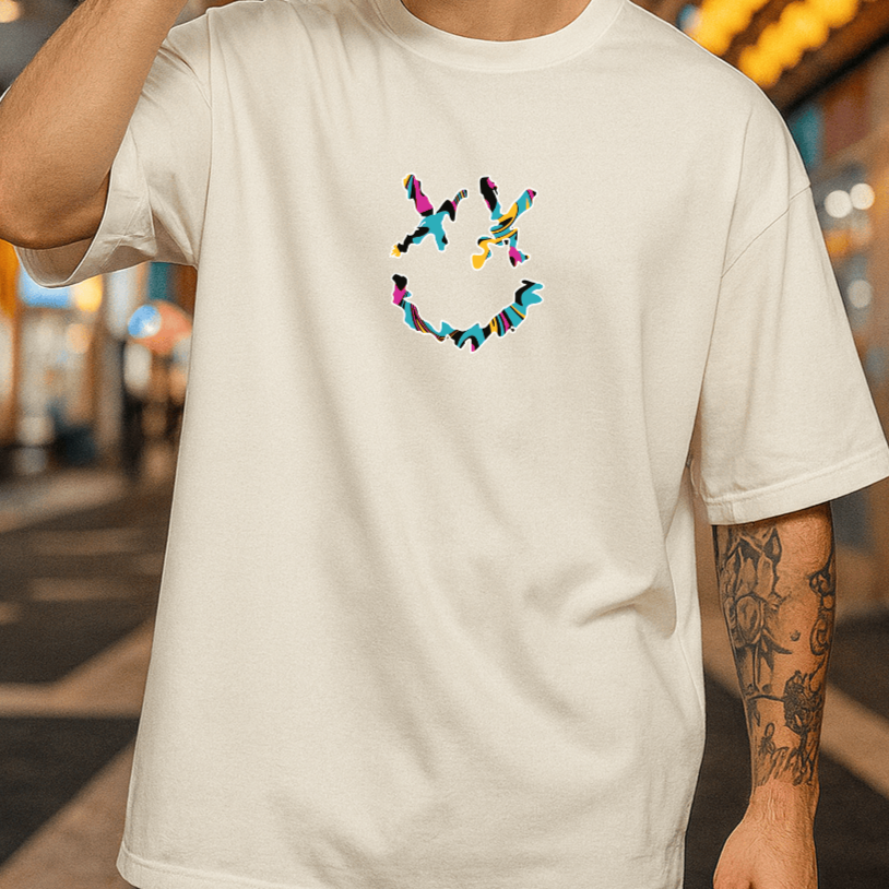 Camiseta Oversized Masculina | Estampa - Smiley