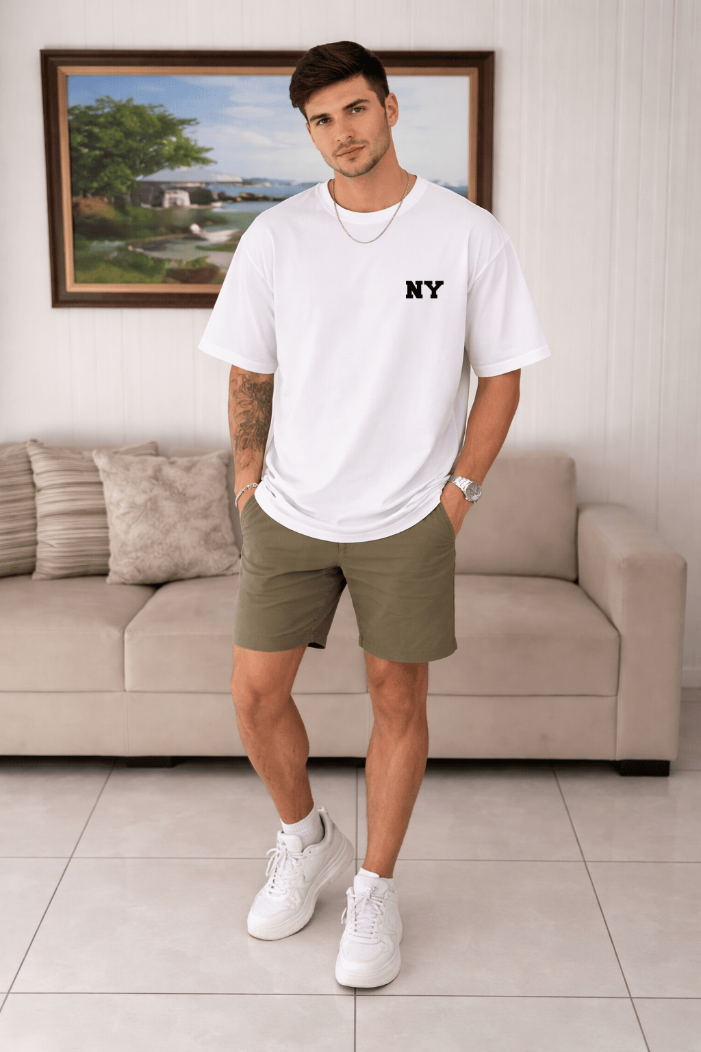 Camiseta Oversized Masculina | Estampa - NY
