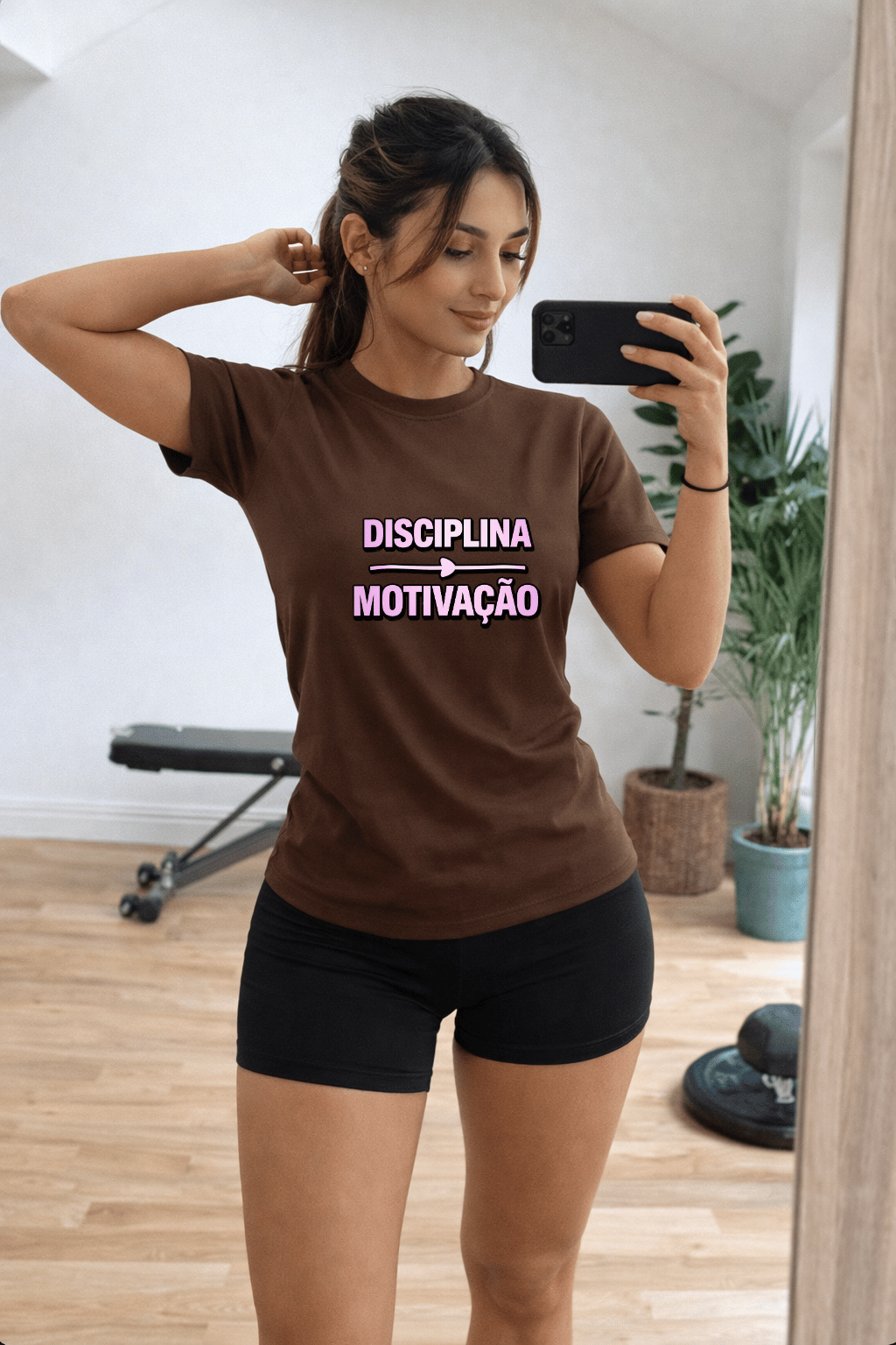 Camiseta Feminina Tradicional Manga Curta Almayda - Disciplina e Motivação