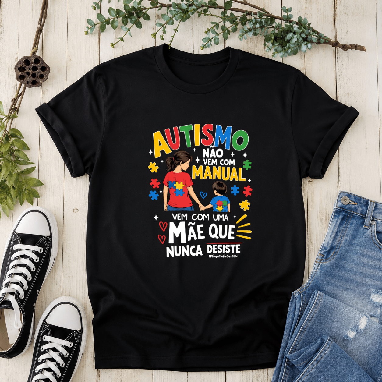 Camiseta Feminina Tradicional Manga Curta Almayda - Autismo Não Vem com Manual