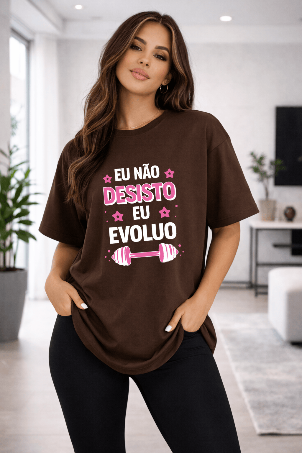 Camisetão Feminino Oversized - Eu Não Desisto Eu Evoluo