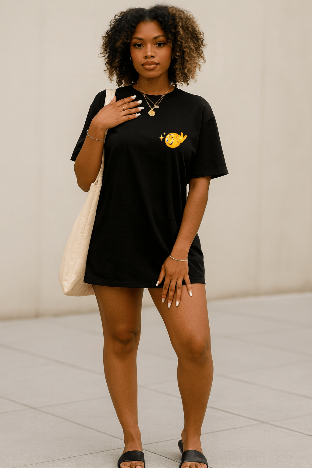 Camiseta Oversized Feminina | Estampa - Emoji Divertido