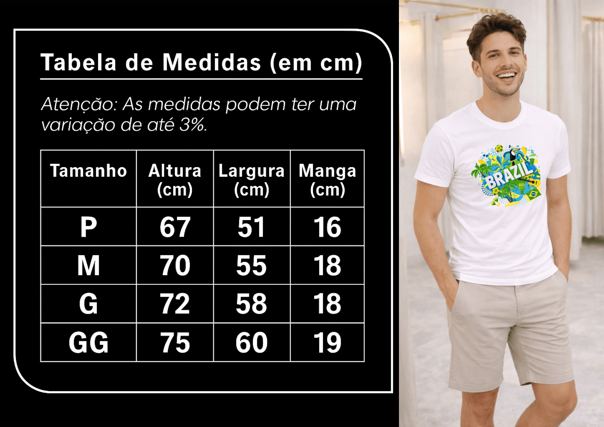 Camiseta Premium Manga Curta Tradicional  Masculina Brasil | Estilo Nacional & Conforto