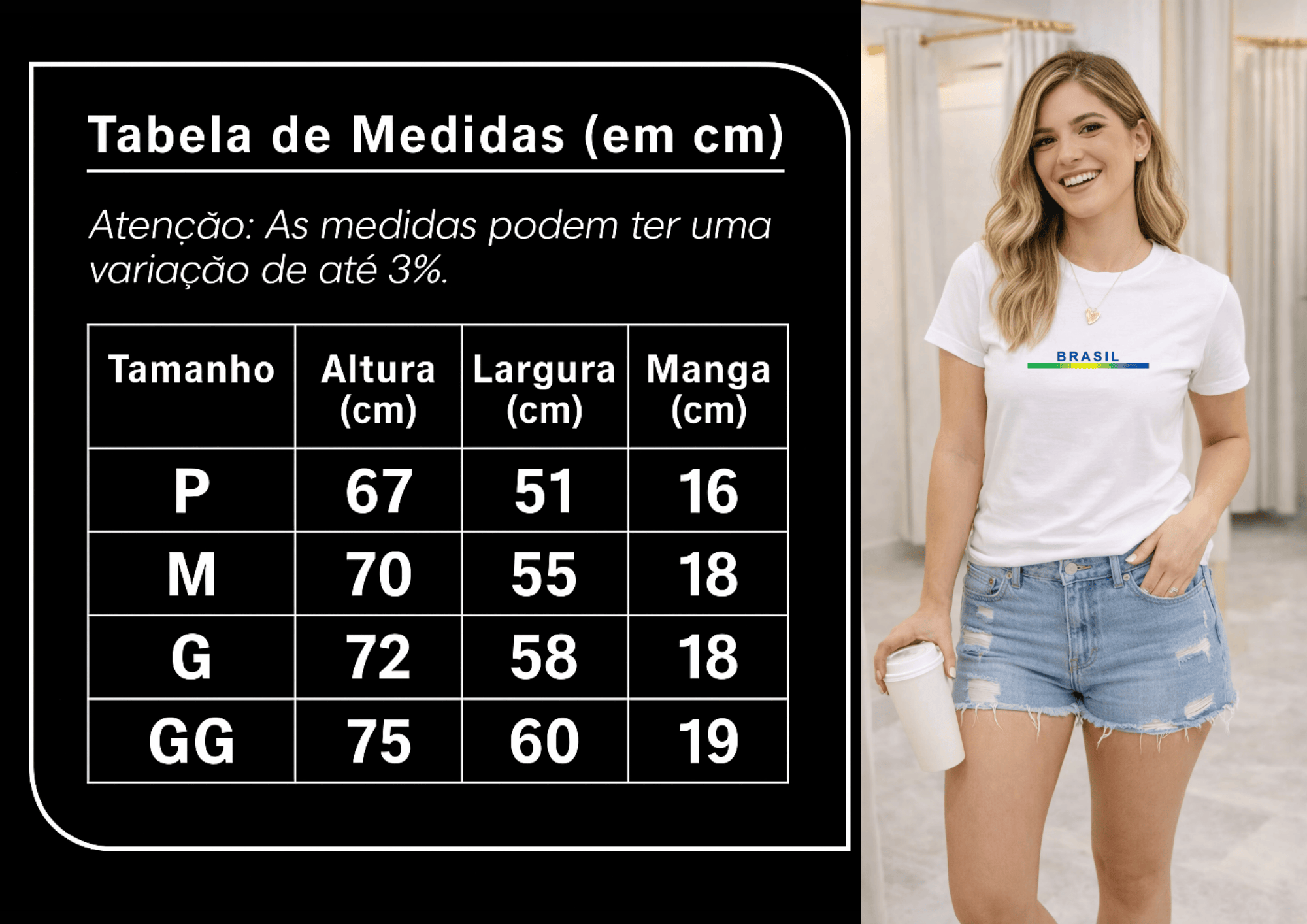Camiseta Premium Manga Curta Tradicional  Feminina Brasil Autêntica | Casual & Atemporal