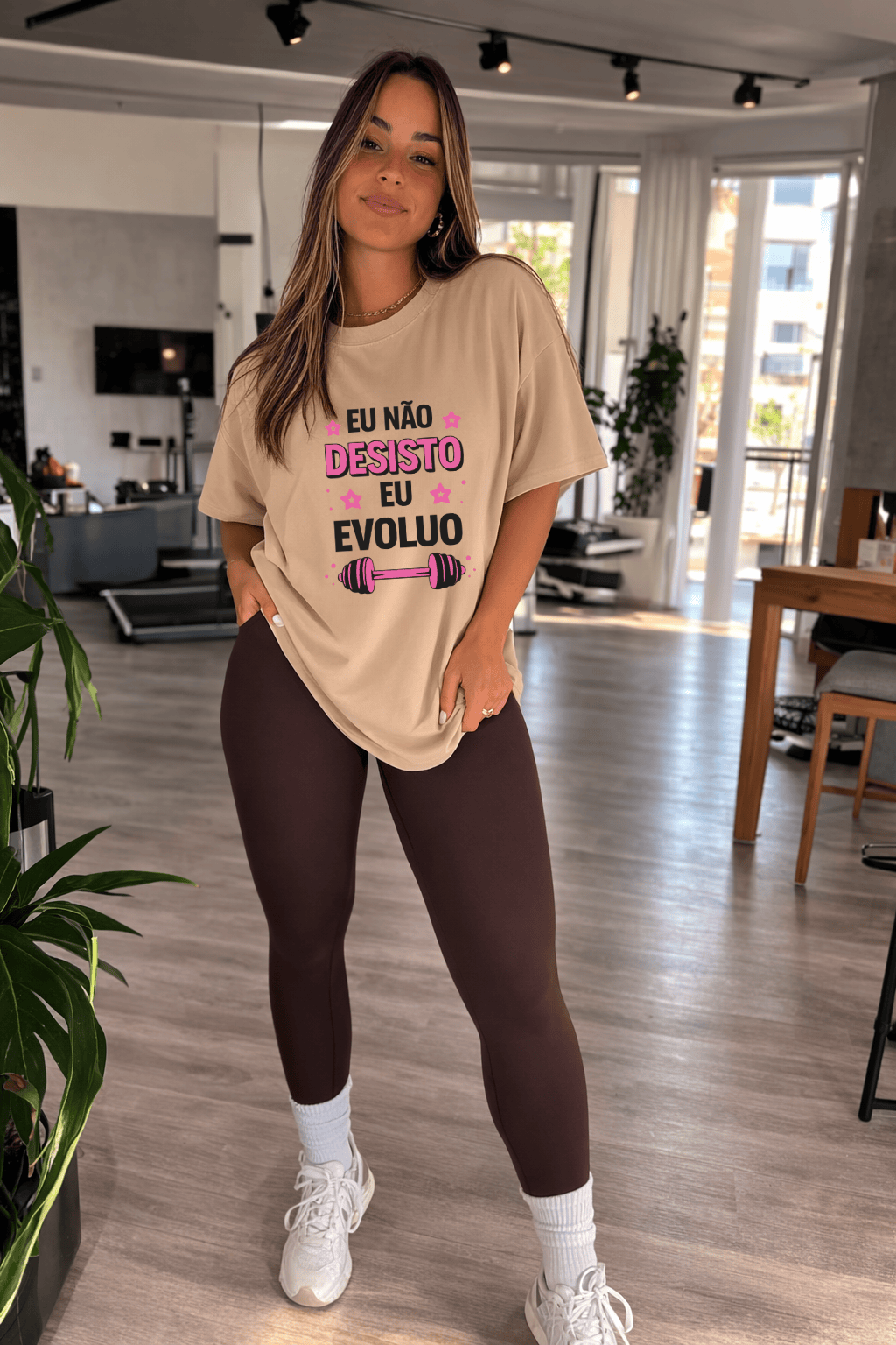 Camisetão Feminino Oversized - Eu Não Desisto Eu Evoluo