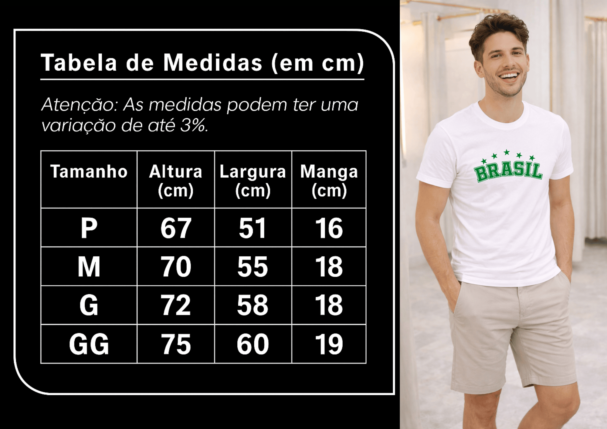Camiseta Premium Manga Curta Tradicional Masculina Brasil Essence |