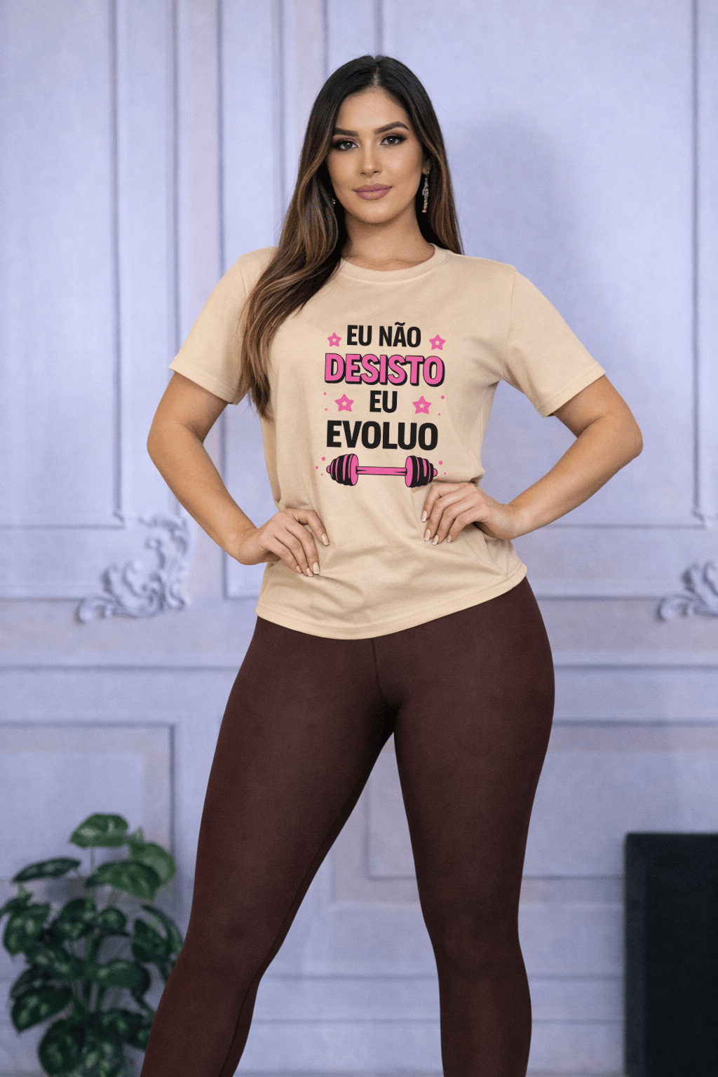 Camiseta Feminina Tradicional Manga Curta Almayda - Eu Não Desisto, Eu Evoluo