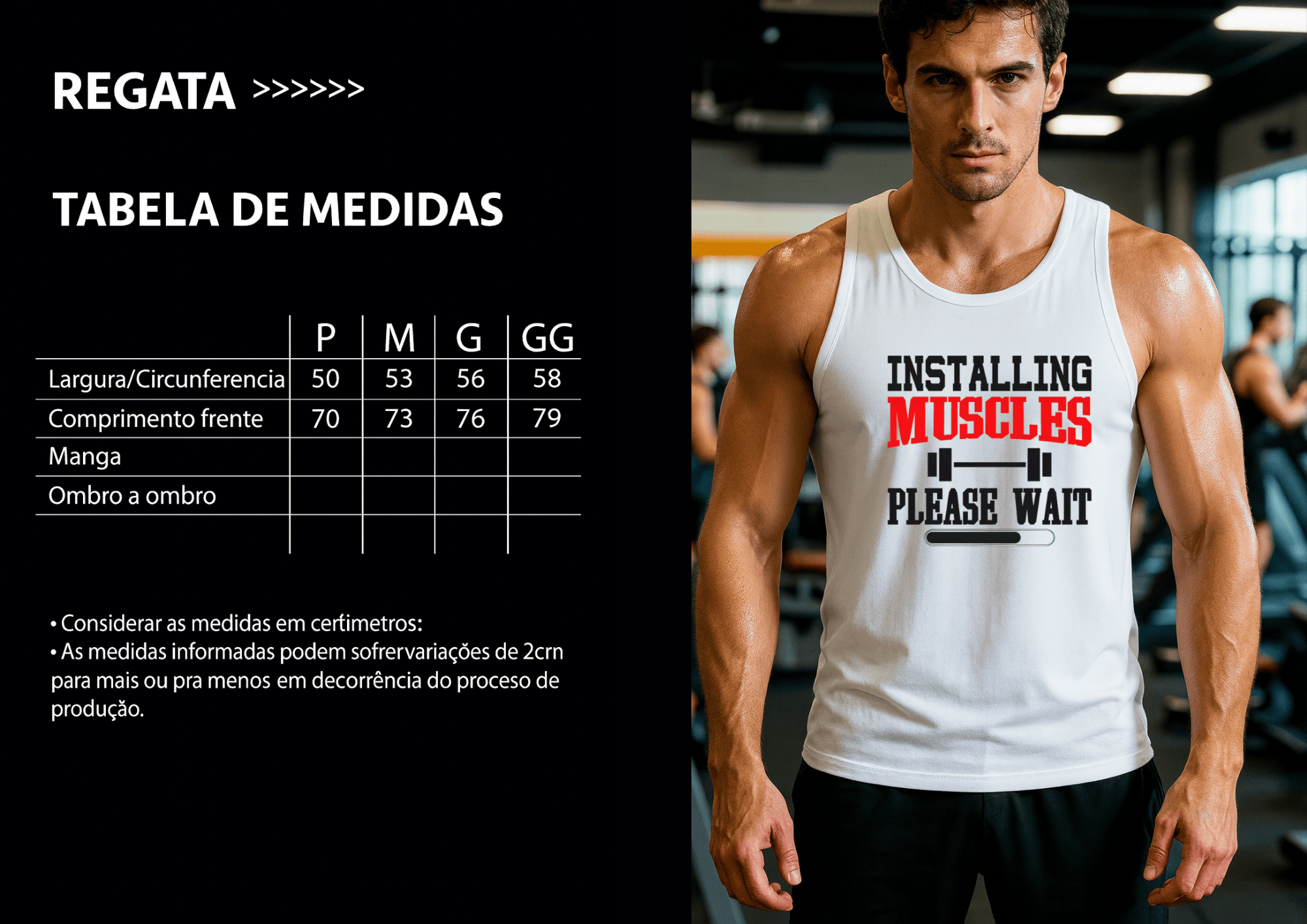 Camiseta Regata Masculina - Installing Muscles Please Wait