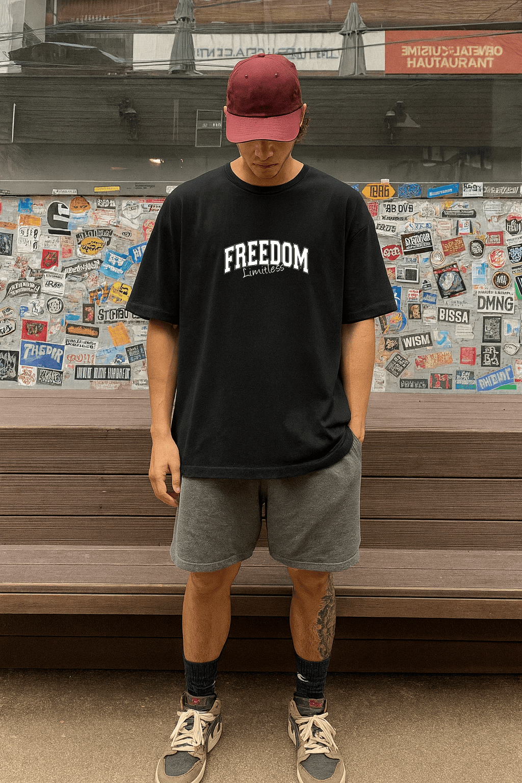 Camiseta Oversized Masculina | Estampa - Freedom Limitles