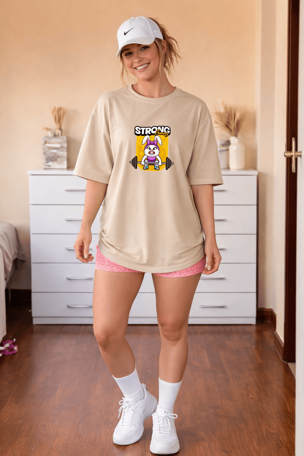 Camisetão Oversized  Feminina Power Strong Bunny | Premium | Estilo Street Fitness