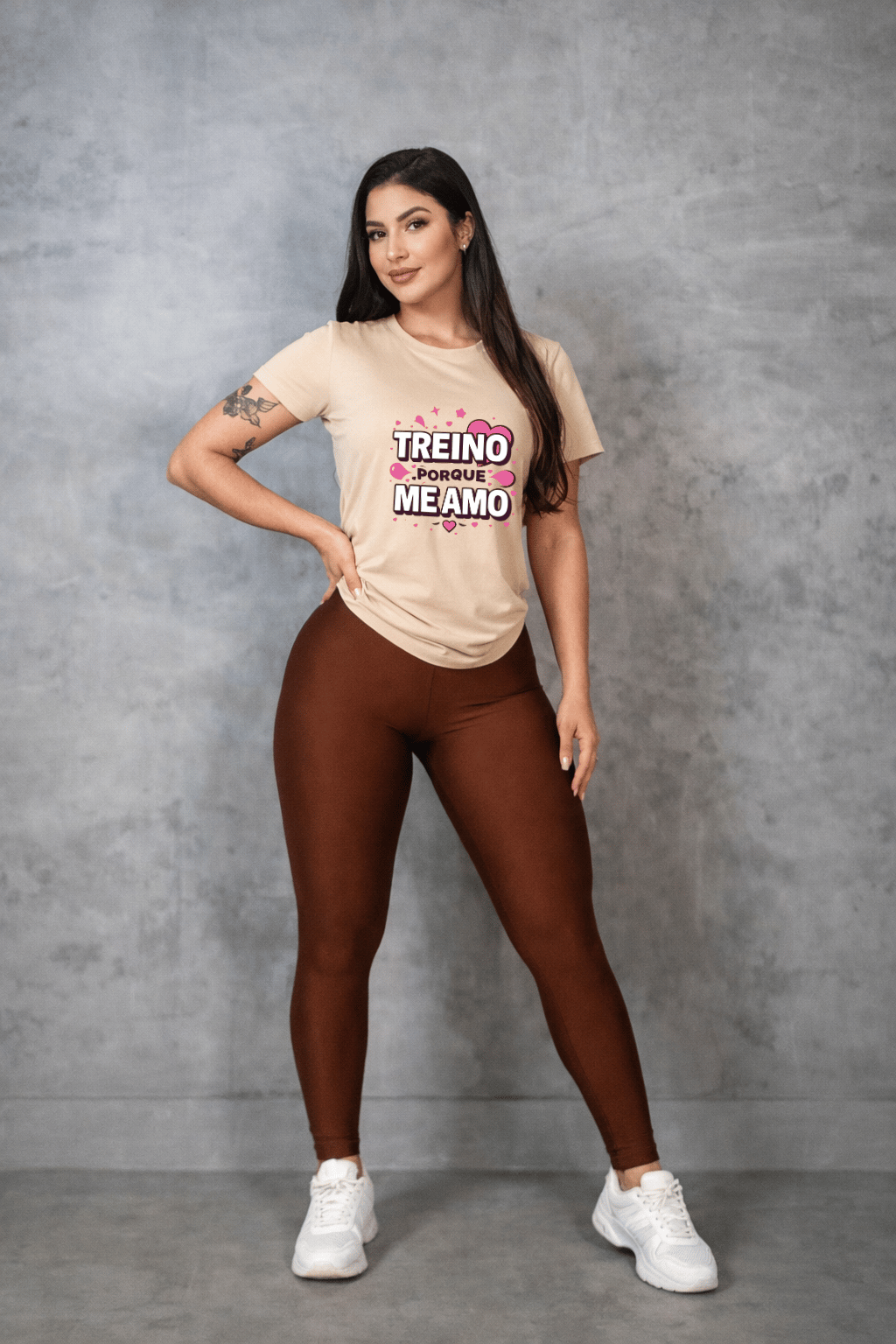 Camiseta Feminina Tradicional Manga Curta Almayda - Treino Porque Me Amo